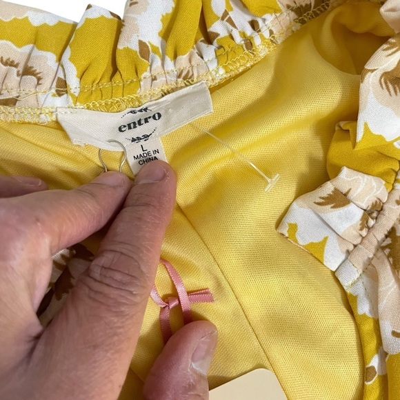Entro Savvy & Fabulous Yellow Floral Dress New size L - Picture 10 of 14